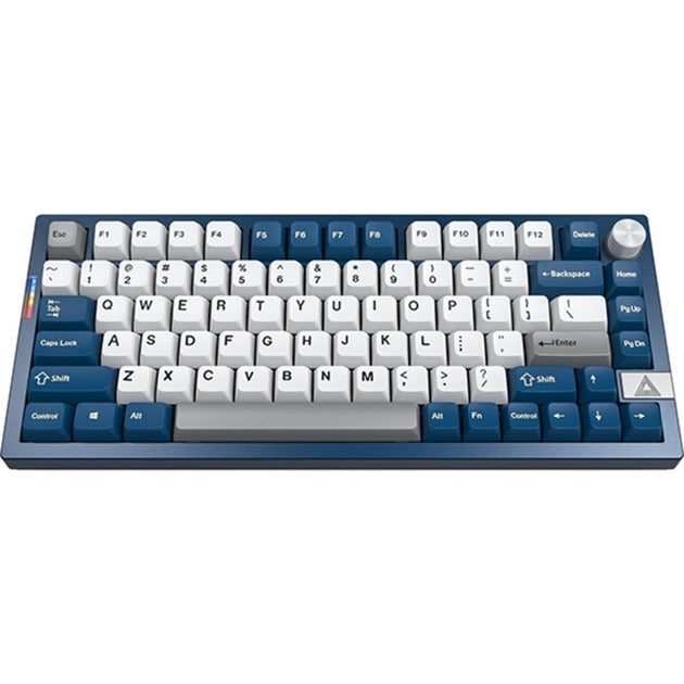 Clavier mécanique Montech mkey pro freedom rgb (bleu foncé, disposition américaine (qwerty), gateron g pro jaune, 75 %, remplaçable à chaud, rgb, double-shot pbt, usb-c | 2,4 ghz | bluetooth 5.2)