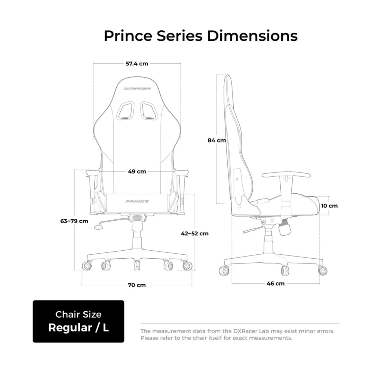 Dxracer prince l chaise de jeu en tissu noir (noir)