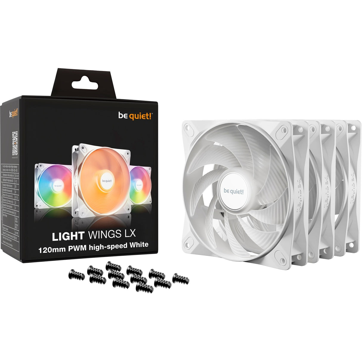 Soyez silencieux! Light Wings LX PWM Ventilateurs de boîtier RGB haute vitesse (blanc, 3 pièces, 120 x 120 x 25 mm)