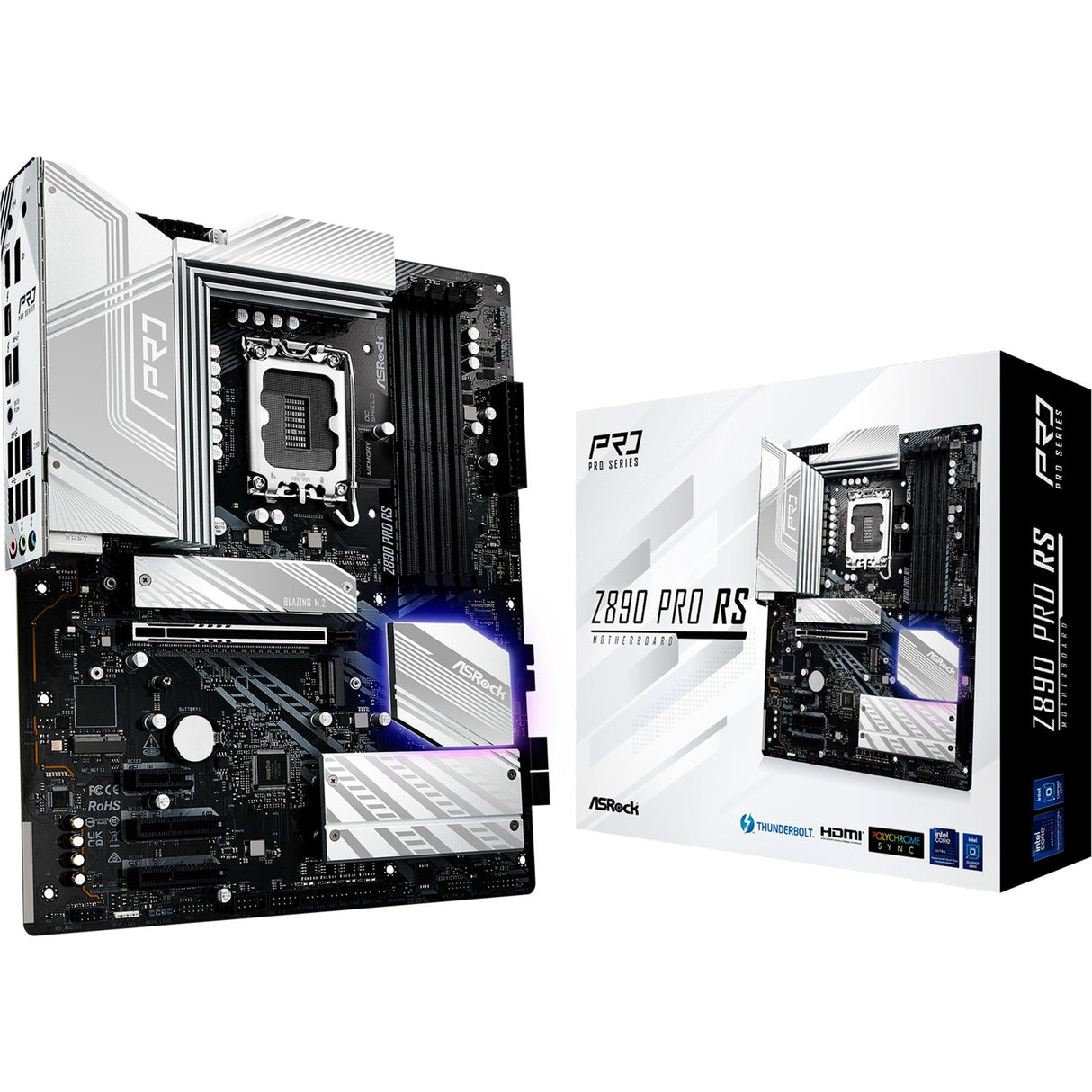 Carte mère Asrock Z890 Pro RS Socket 1851 (noir et blanc, RAID, 2,5 Go-LAN, Son, ATX)