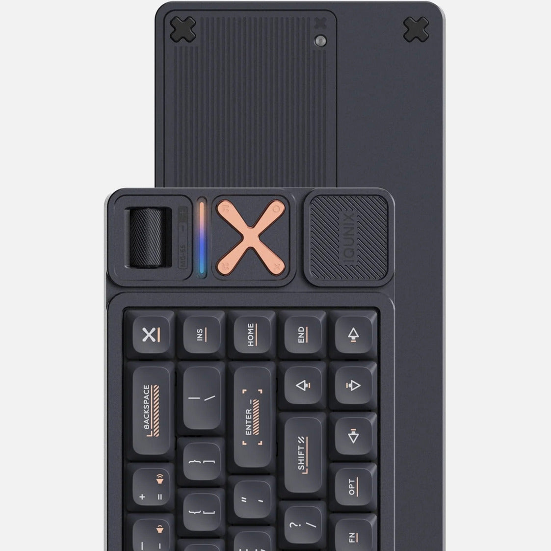 Clavier de jeu mécanique Iqunix magi65 pro shadow noir rgb (noir, disposition américaine (qwerty), rouge or iquunix, 65%, leds rgb, remplaçables à chaud, pbt, 2,4 GHz | bluetooth 5.1 | usb-c)