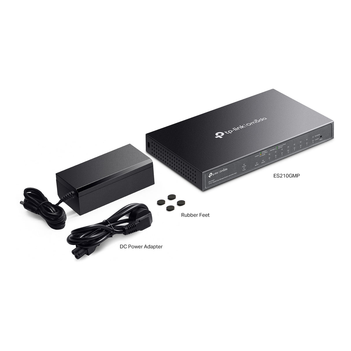 Tp-link omada es210gmp commutateur géré facile à 10 ports gigabit (noir, 8x poe+, 1x gigabit sfp)