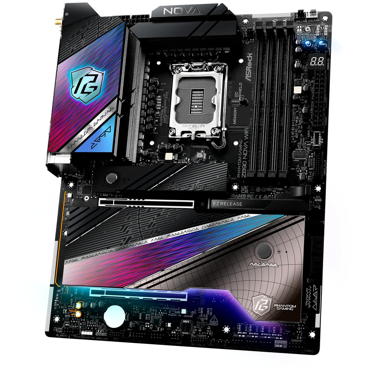 Carte mère Asrock Z890 Nova WiFi Socket 1851 (noir, RAID, 5 Go-LAN, 2,5 Go-LAN, WiFi 7, BT, Son, ATX)
