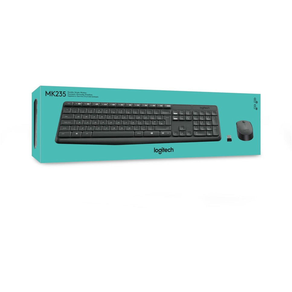 Logitech mk235 ensemble de bureau sans fil (noir, disposition américaine-internationale (qwerty))