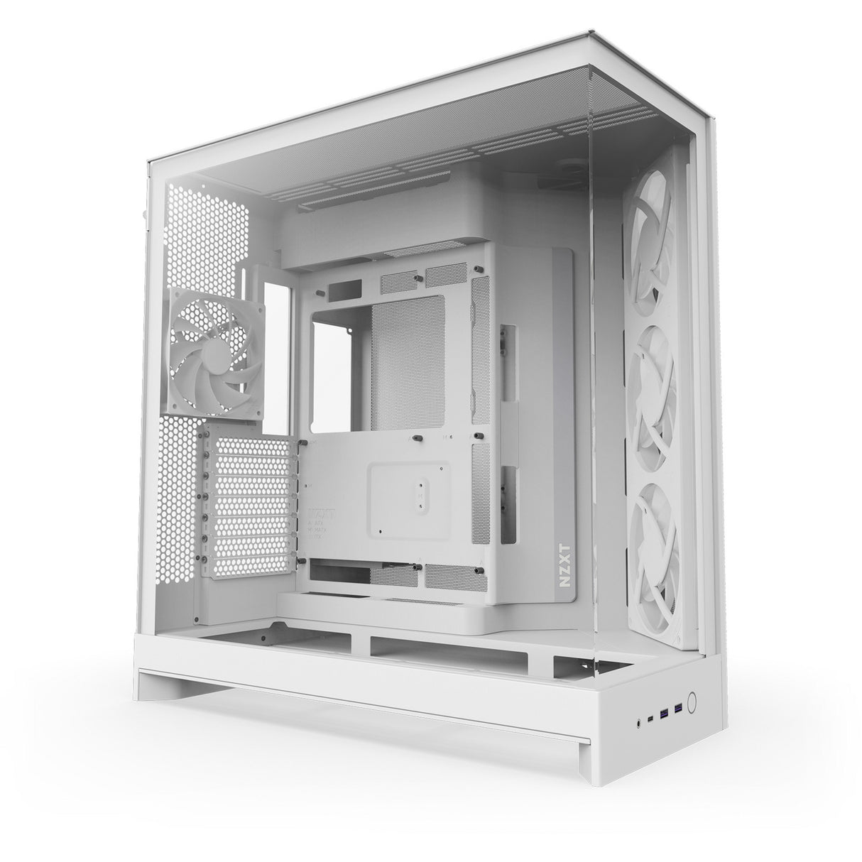 Boîtier tour midi Nzxt h9 flow rgb (blanc (mat) | 2x usb-a | 1x usb-c | rgb | verre trempé)