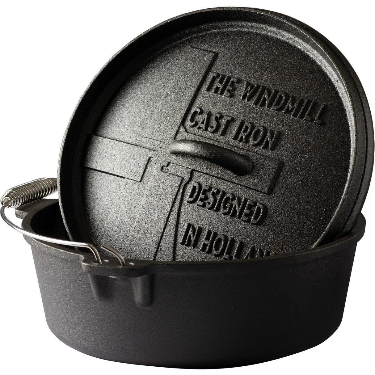 The Windmill Dutch Oven 6 qt sans pieds poêle de cuisson (noir, ø 31,5 cm | 5,9 litres)