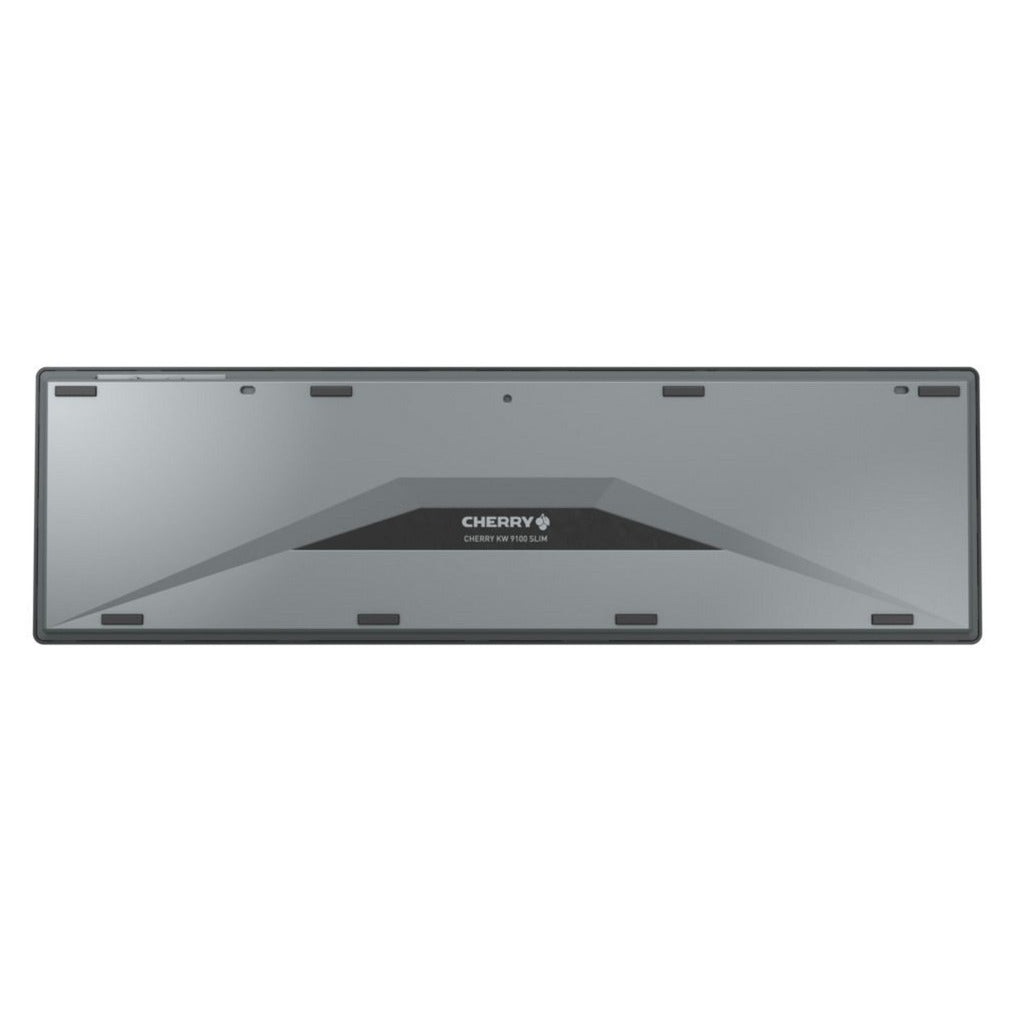 Cherry KW 9100 slim, clavier (noir argenté, disposition UE (QWERTY), commutateurs à ciseaux, ABS, USB-C, 2,4 GHz, Bluetooth)