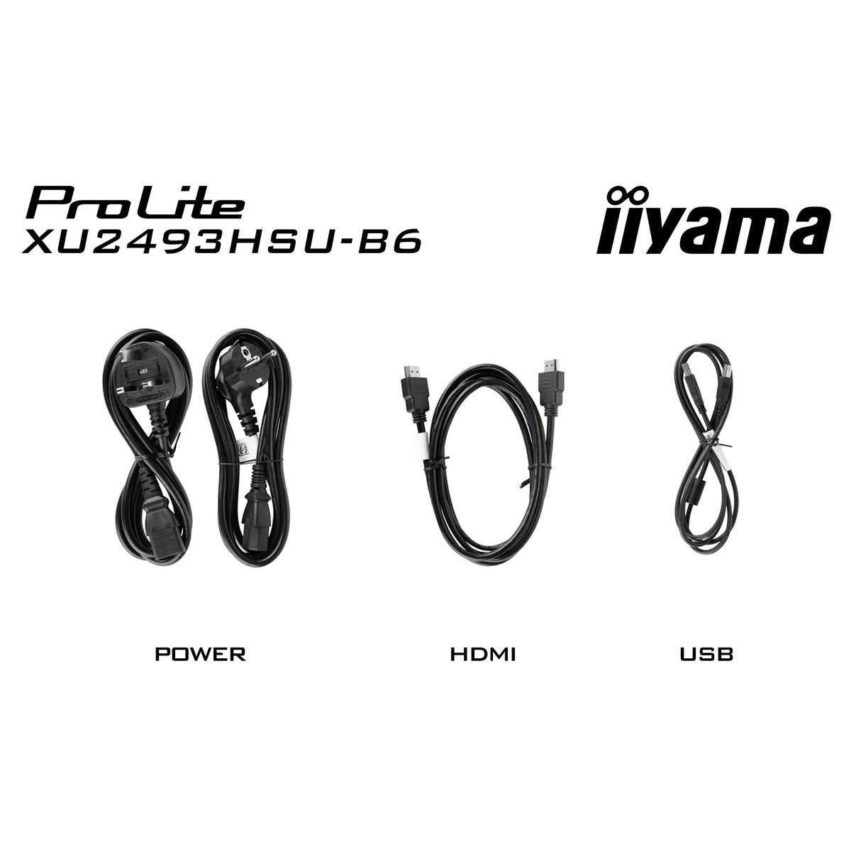 Moniteur Iiyama prolite xu2493hsu-b7 24 (noir (mat), HDMI, port d'affichage, 2x USB-A, USB-B)