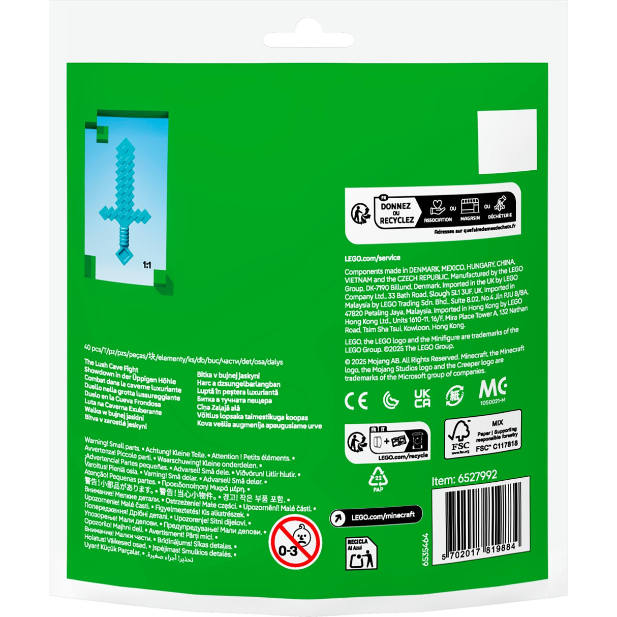 Lego 30705 sac minecraft duel dans la grotte luxuriante