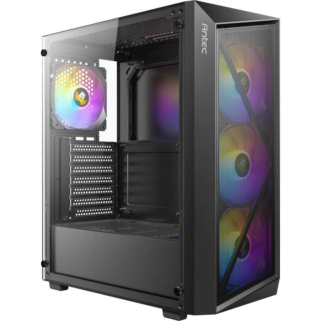 Boîtier tour midi Antec ax67 argb (noir | 3x usb-a | verre trempé)