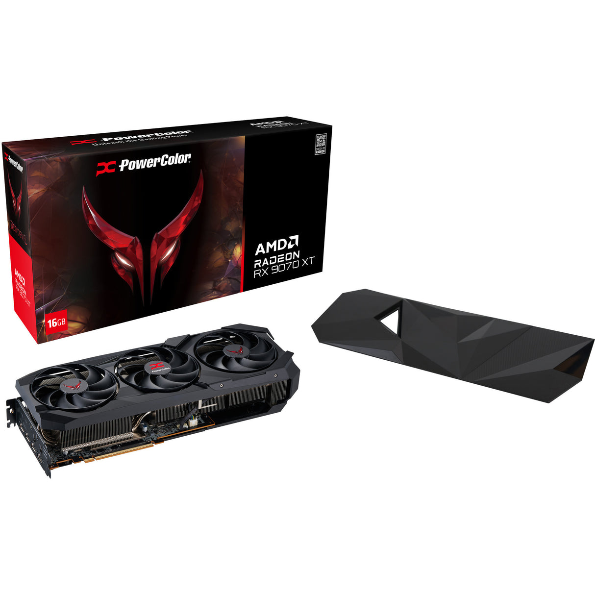 Carte graphique Powercolor Radeon RX 9070 XT Red Devil 16 Go OC Backplate Special Edition (noir, RDNA4, GDDR6, 3x Display Port, 1x HDMI)