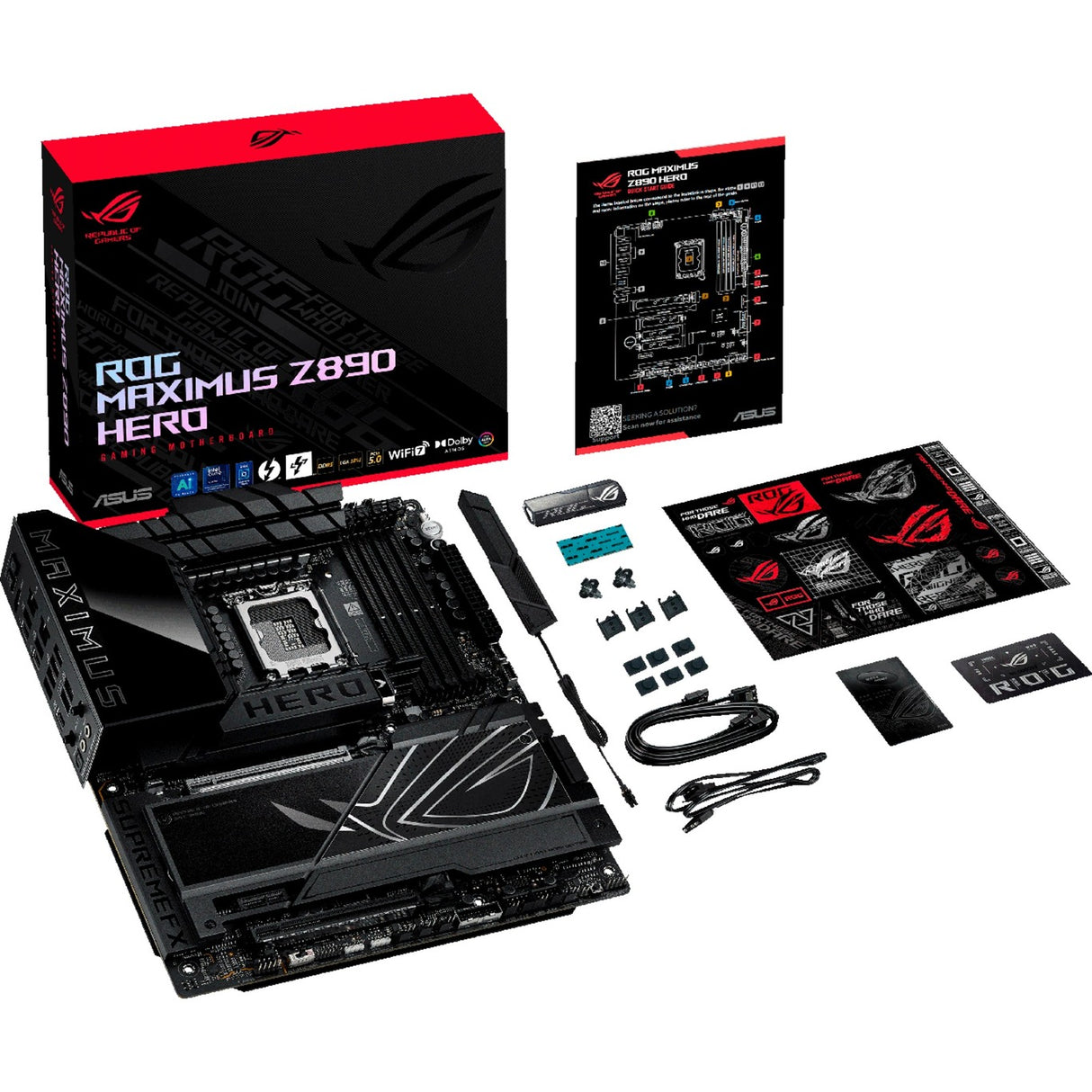 Carte mère Asus Rrog Maximus Z890 Hero Socket 1851 (noir, RAID, 2,5 Go-LAN, 5 Go-LAN, Wi-Fi 7, BT, Sound, ATX)