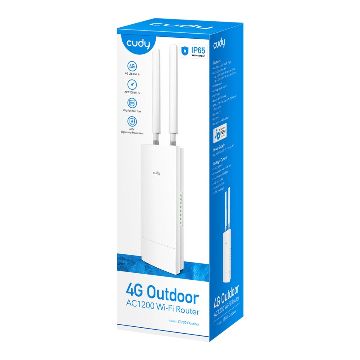 Routeur Gigabit Wi-Fi Cudy Outdoor 4G LTE Cat 6 AC1200 (blanc, PoE, maillé, application)
