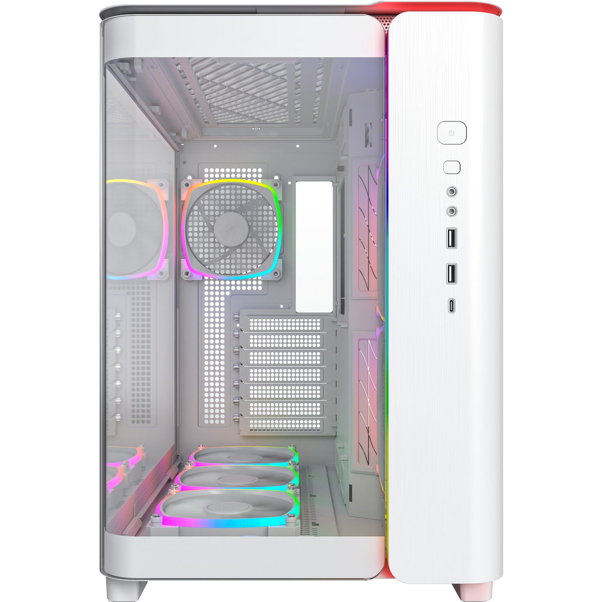 Boîtier tour midi Montech king 95 pro (blanc | 2x USB-A | 1x USB-C | RVB | verre trempé)