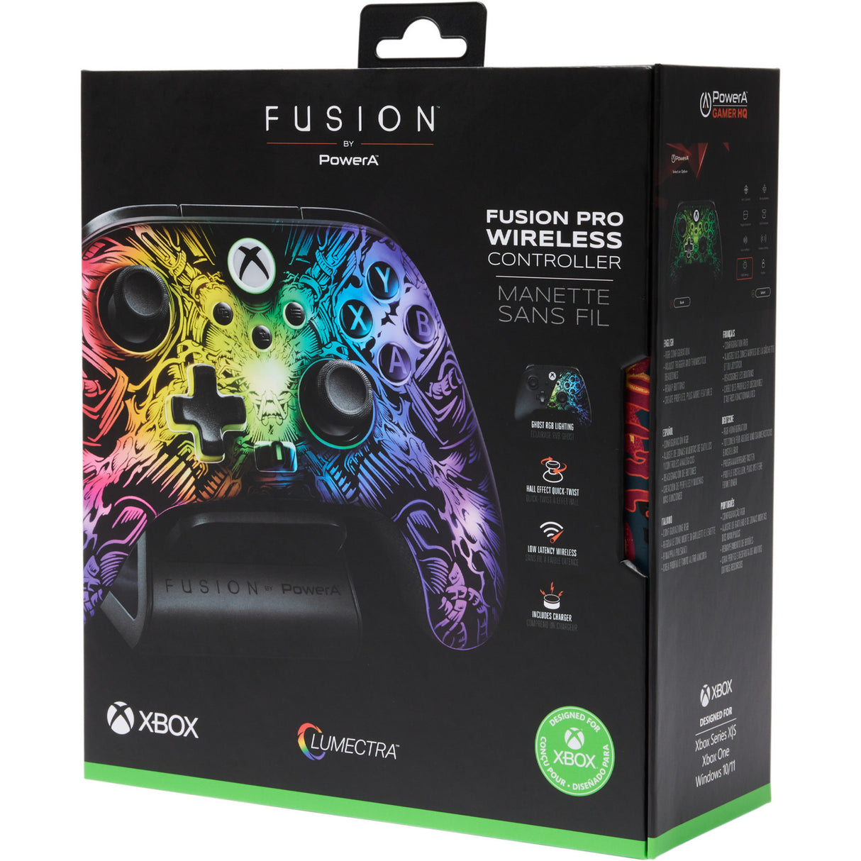 Manette sans fil Powera Fusion Pro pour Xbox Series X|S avec Lumectra (noir, RVB, Xbox Series X|S, Xbox One, PC)