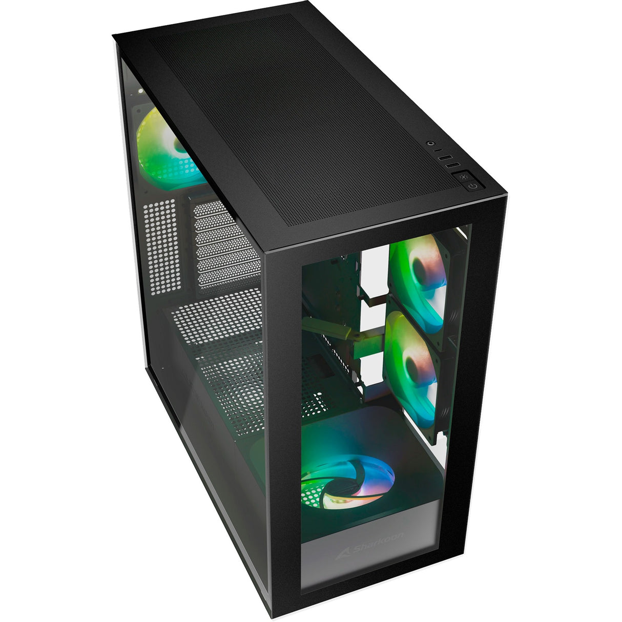 Boîtier tour midi Sharkoon rebel c60 rgb (noir | 2x usb-a | 1x usb-c | rgb | verre trempé)