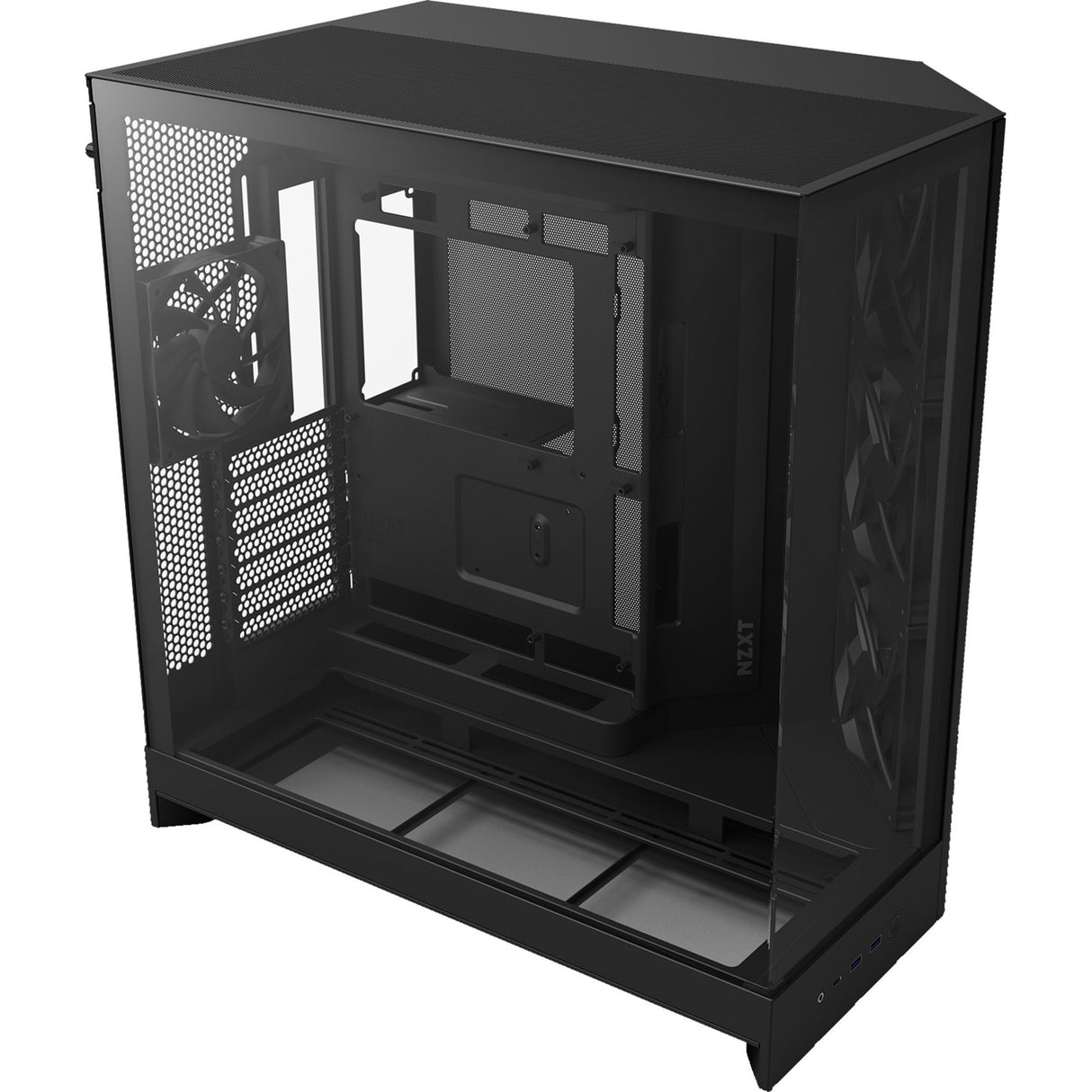 Boîtier tour midi Nzxt h9 flow (noir (mat) | 2x USB-A | 1x USB-C | verre trempé)