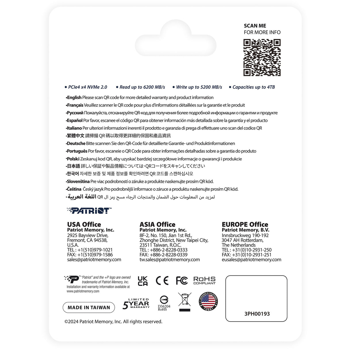 Patriot p400 v4 4 to ssd (p400vp4tbm28h, pcie 4.0 x4, nvme 2.0, m.2 2280)