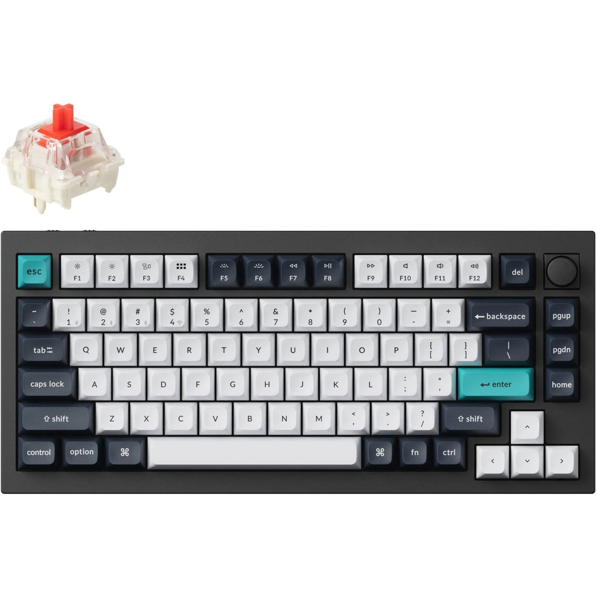 Clavier mécanique Keychron Q1 Max-M1 RGB (noir, disposition américaine (QWERTY), Gateron Jupiter Red, 75 %, LED RVB, PBT double-shot KSA, échange à chaud, bouton, 2,4 GHz | Bluetooth 5.1 | USB-C)