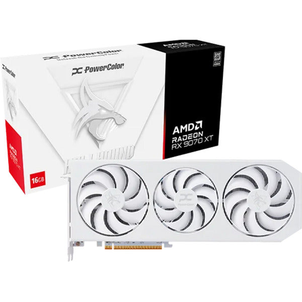 Carte graphique Powercolor Radeon RX 9070 XT Hellhound Spectral White 16 Go GDDR6 (blanc, RDNA4, GDDR6, 3x Display Port, 1x HDMI)