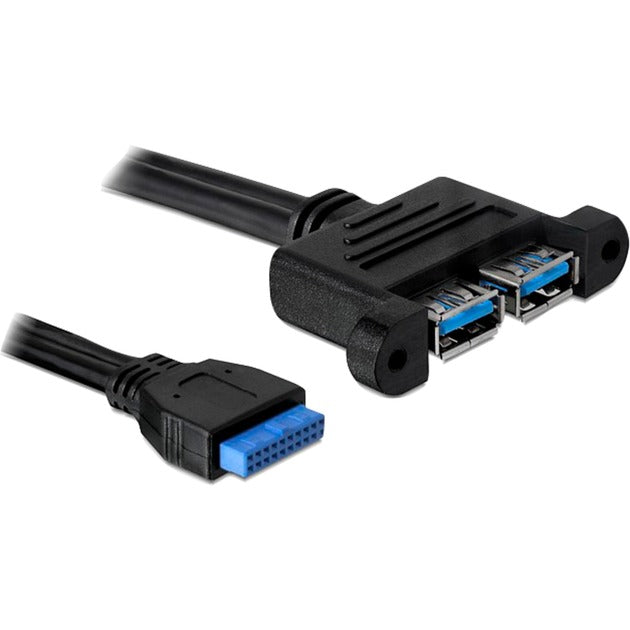 Delock Embase USB 3.0 femelle > 2x câble parallèle USB-A 3.0 femelle (noir, 0,45 mètre)