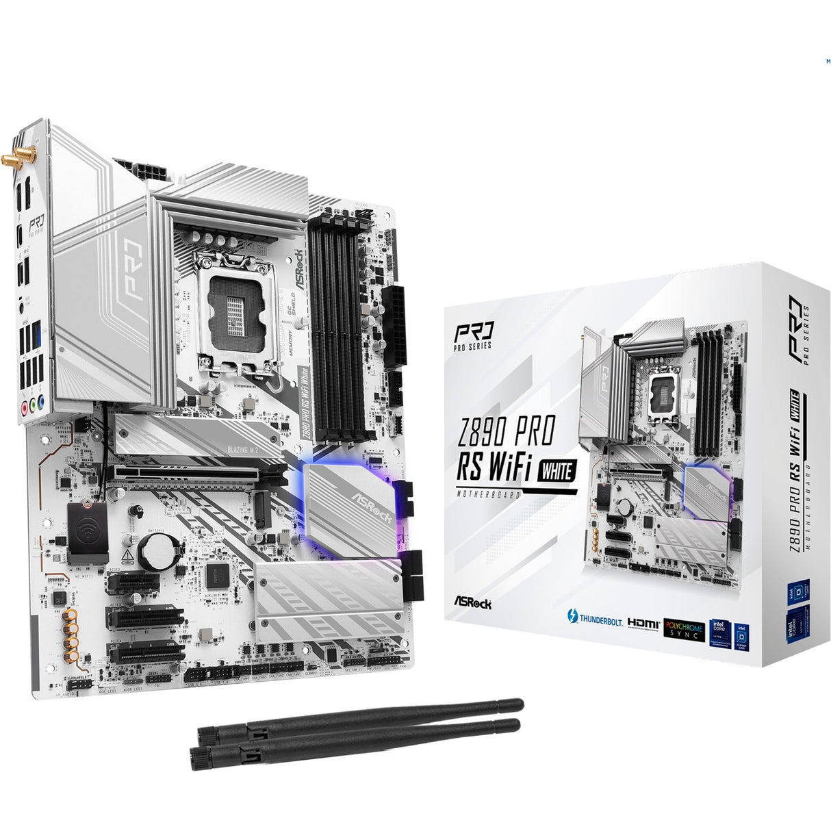 Carte mère Asrock Z890 Pro RS WiFi White Socket 1851 (blanc, RAID, 2,5 Go-LAN, Wi-Fi 6e, BT, Sound, ATX)