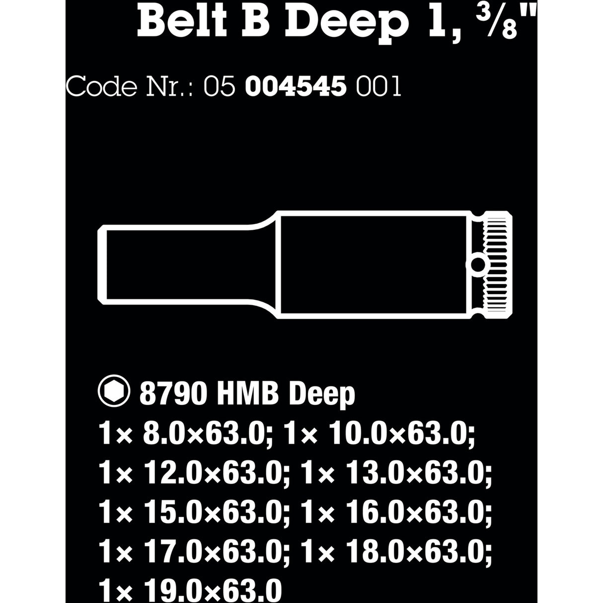 Wera Belt B Deep 1 jeu de douilles, avec 3 clés à douille à 8 entraînements, 9 pièces (noir)