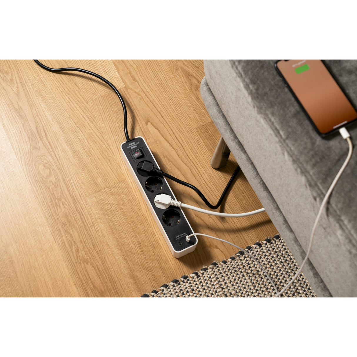 Multiprise ecolor Brennerstuhl avec 2 prises de charge USB-C | 4 fois | blanc noir | 1,5m h05vv-f 3g1,5 - 1153240126