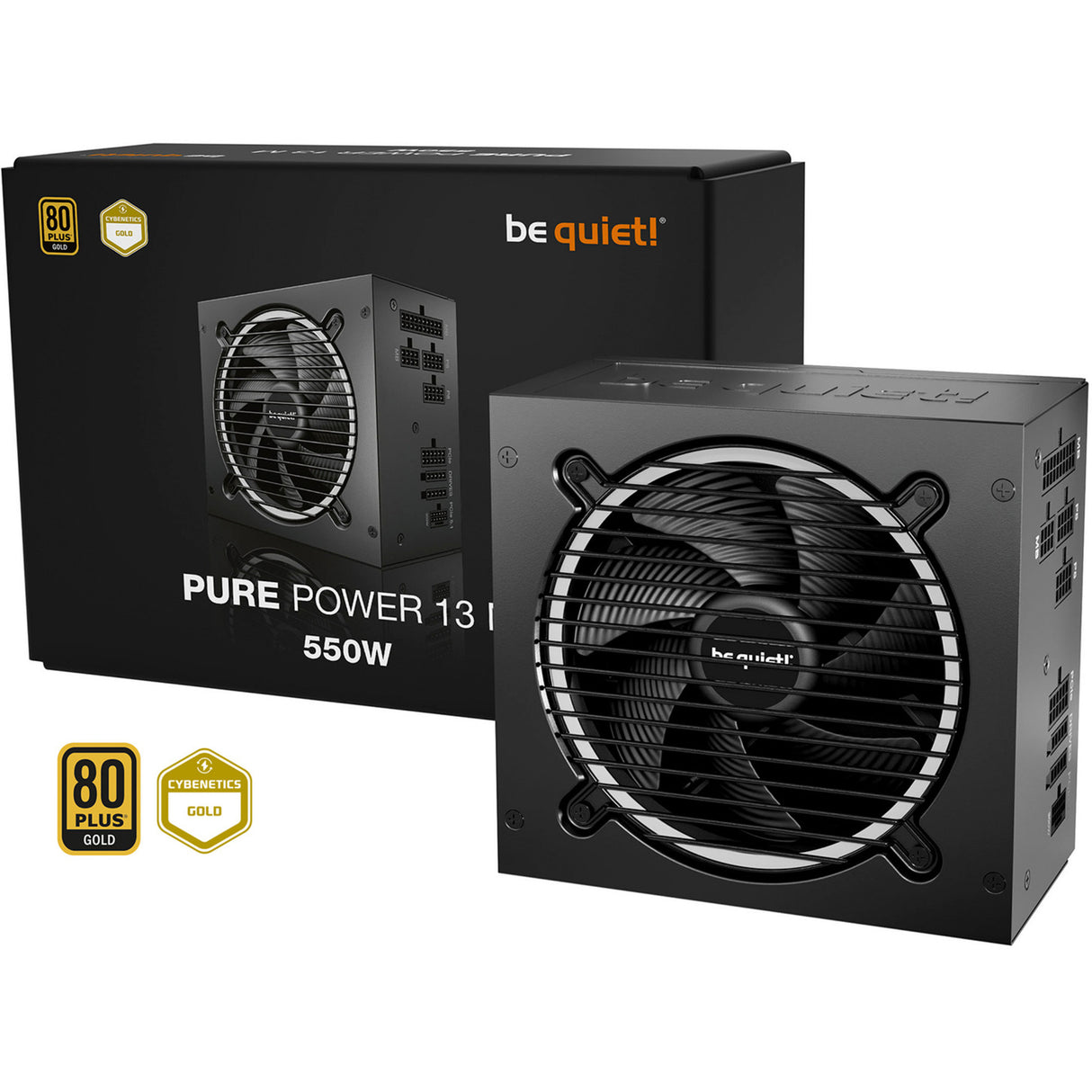 Soyez silencieux! alimentation pure power 13 m modulaire 550 watts (noir, 1x 12v-2x6, 2x pcie)