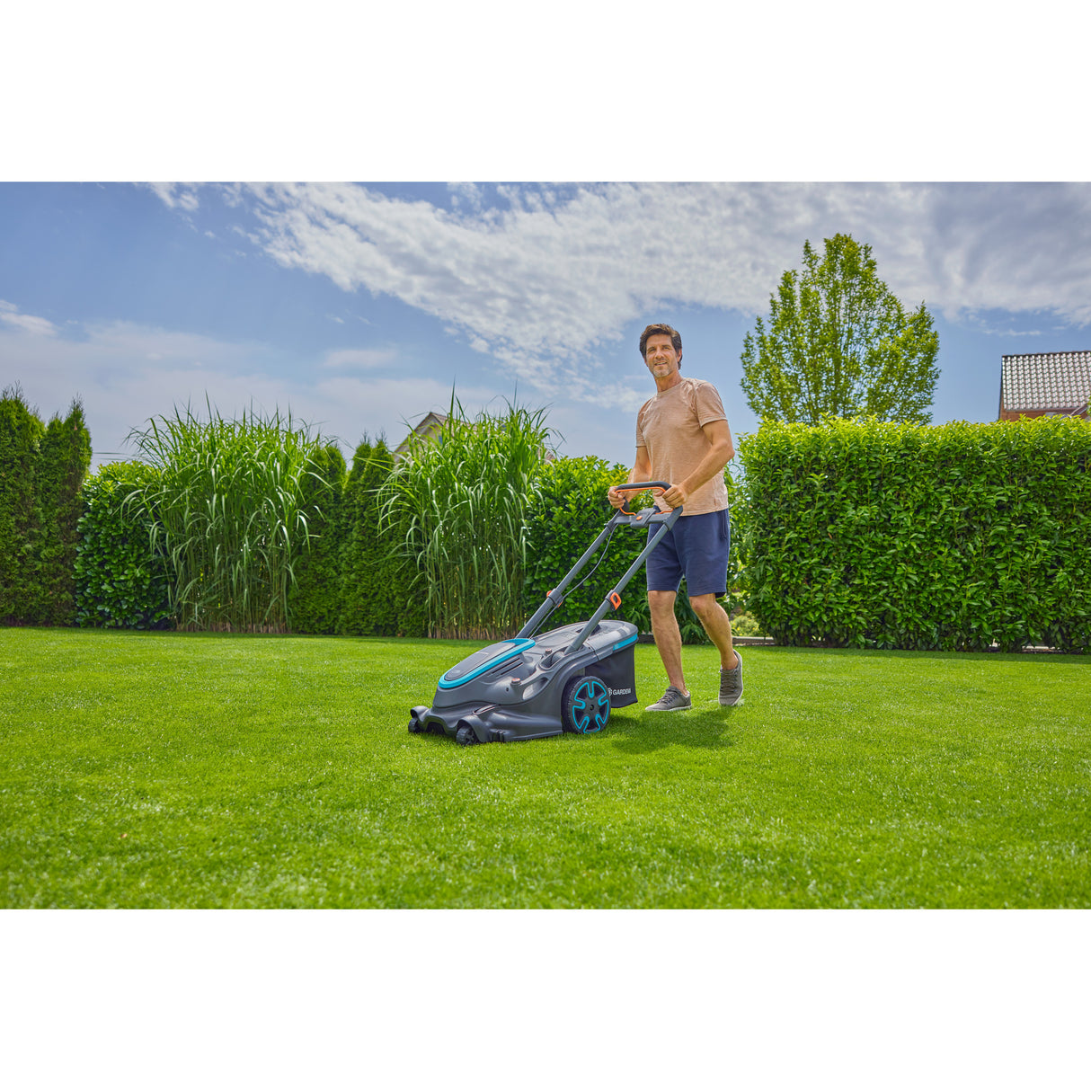 Gardena tondeuse à gazon powermax duo 46 36v (gris noir, 2x batterie et chargeur inclus)