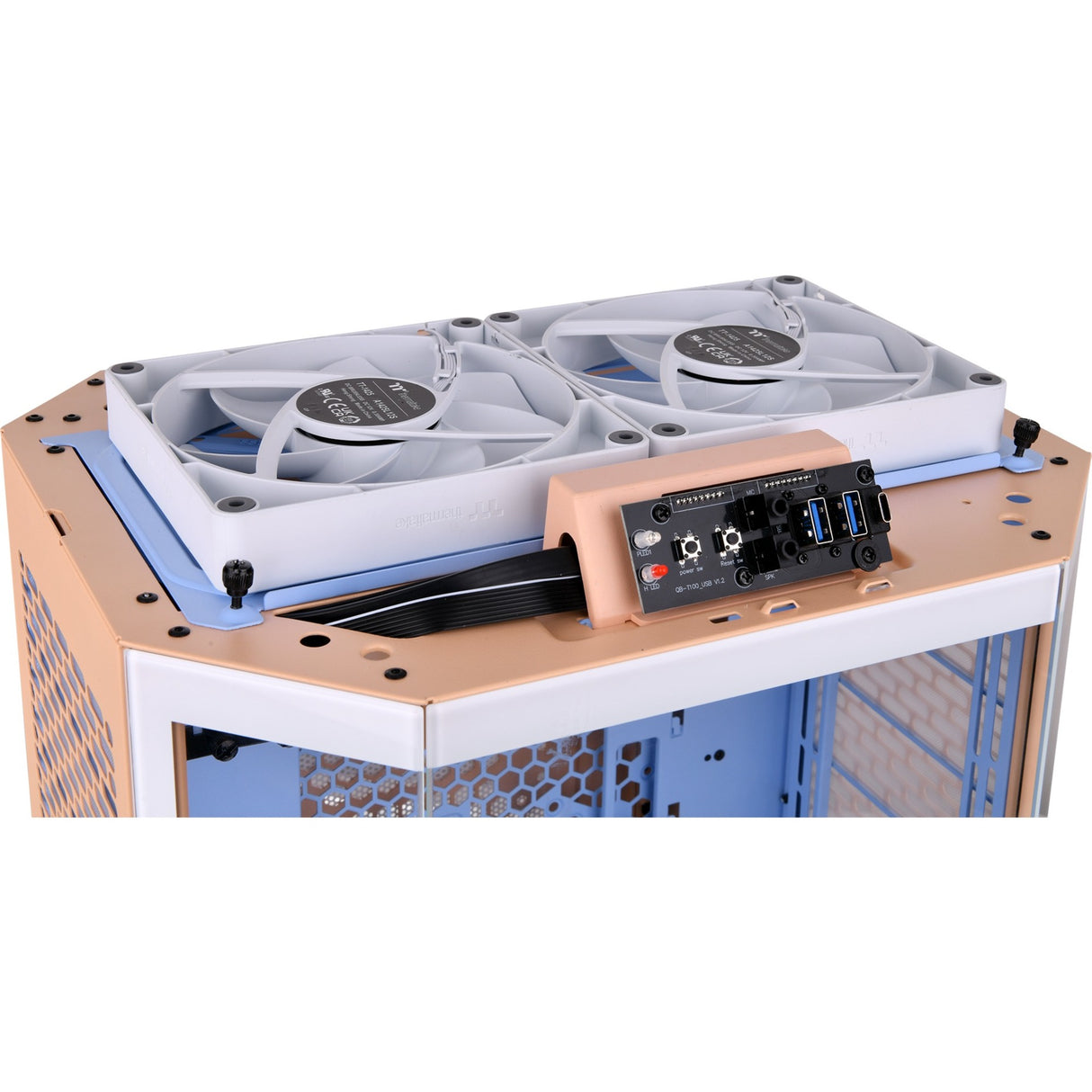 Thermaltake the tower 300 - peach fuzz mini tower behuizing (perzik | 3x usb-a | tempered glass)