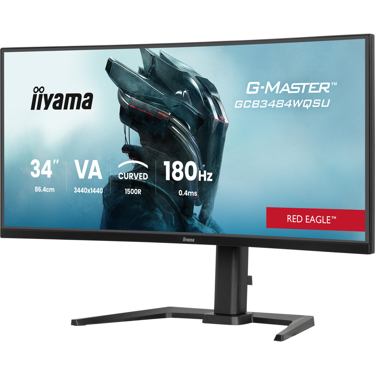 Moniteur de jeu ultra-large incurvé Iiyama G-Master Red Eagle GCB3484WQSU-B1 34 (noir, 2x HDMI, port d'affichage, 2x USB-A, USB-B, 2x USB-C, 180 Hz)