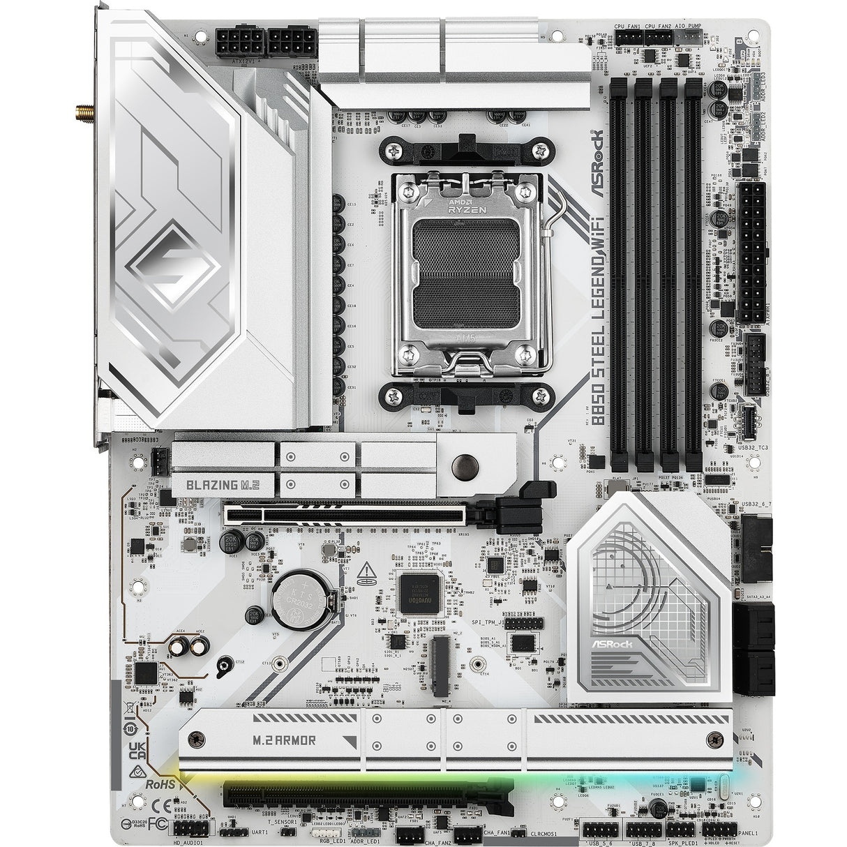 Carte mère Asrock B850 Steel Legend WiFi Socket AM5 (RAID, 2,5 Go-LAN, WiFi 7, BT, Son, ATX)