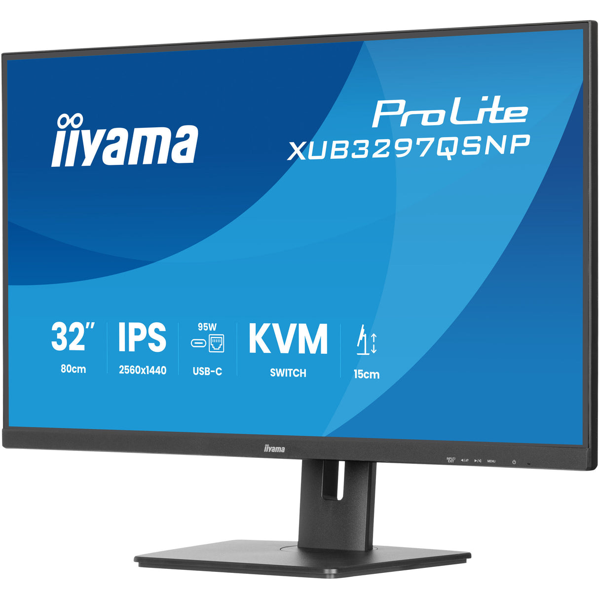 Moniteur Iiyama prolite xub3297qsnp-b1 32 (noir, HDMI, 2x port d'affichage, 2x USB-A, 2x USB-C, RJ-45)