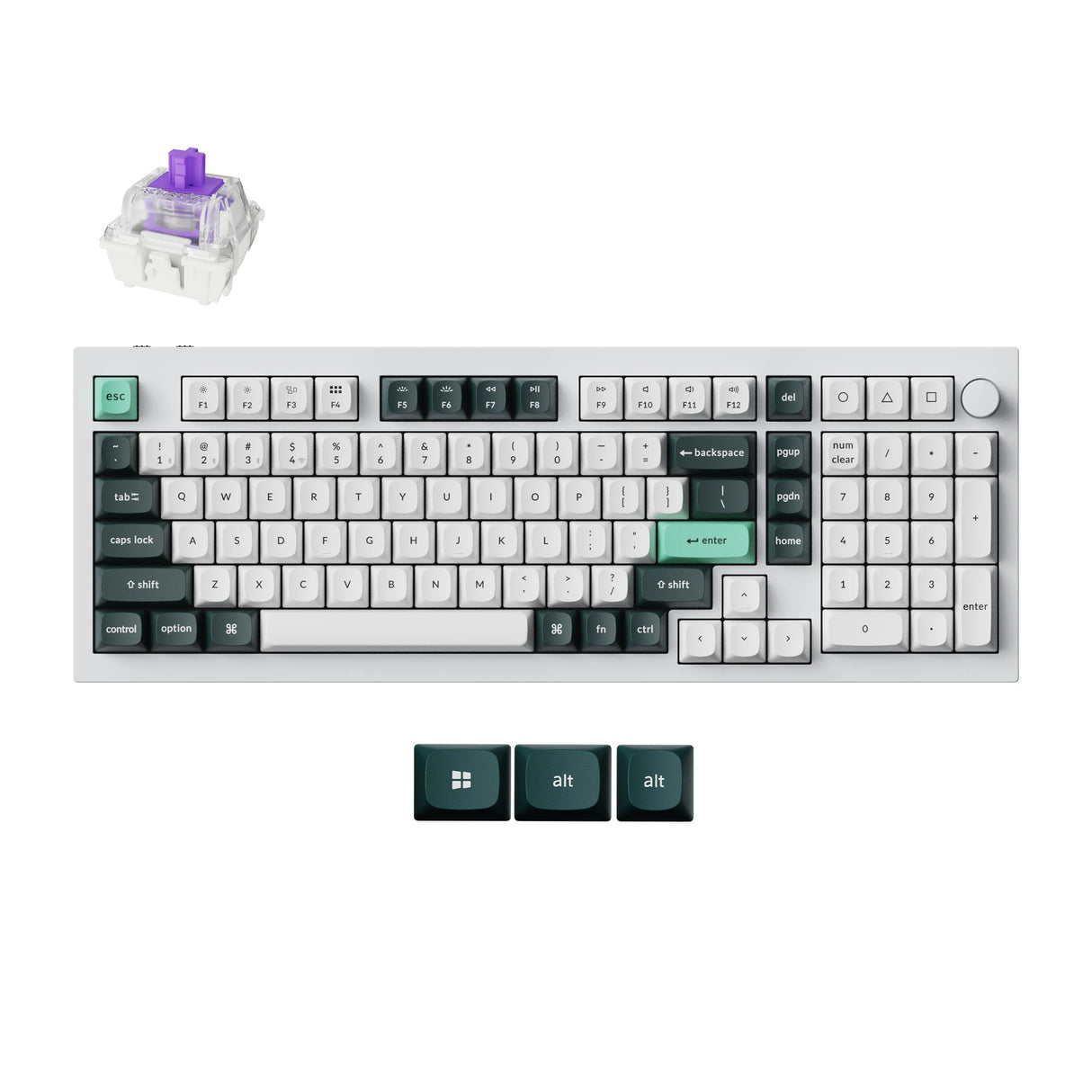 Clavier personnalisé sans fil Keychron q5 he qmk (blanc, disposition américaine (qwerty), nébuleuse magnétique à double rail gateron, 96 %, LED RVB, pbt double-shot osa, échange à chaud, bouton, 2,4 GHz | Bluetooth 5.1 | USB-C)