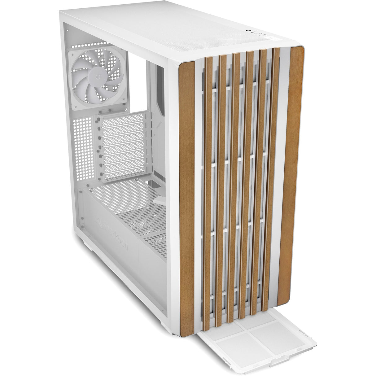 Boîtier tour midi Sharkoon rebel c70g rgb (couleur bois blanc | 2x usb-a | 1x usb-c | rgb | verre trempé)