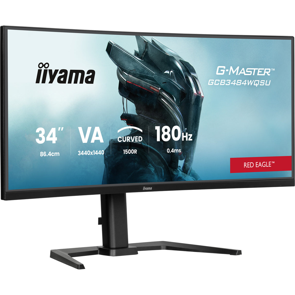 Moniteur de jeu ultra-large incurvé Iiyama G-Master Red Eagle GCB3484WQSU-B1 34 (noir, 2x HDMI, port d'affichage, 2x USB-A, USB-B, 2x USB-C, 180 Hz)