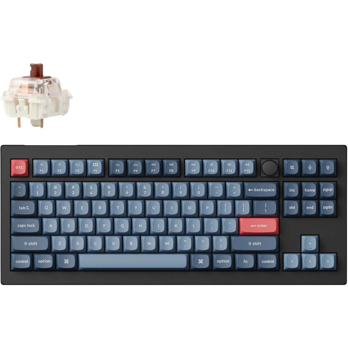 Clavier mécanique Keychron v3 max-d3 RVB (noir, disposition américaine (qwerty), gateron jupiter marron, 80 % (tkl), LED RVB, pbt double-shot, échange à chaud, 2.4 | Bluetooth | USB-C, bouton)