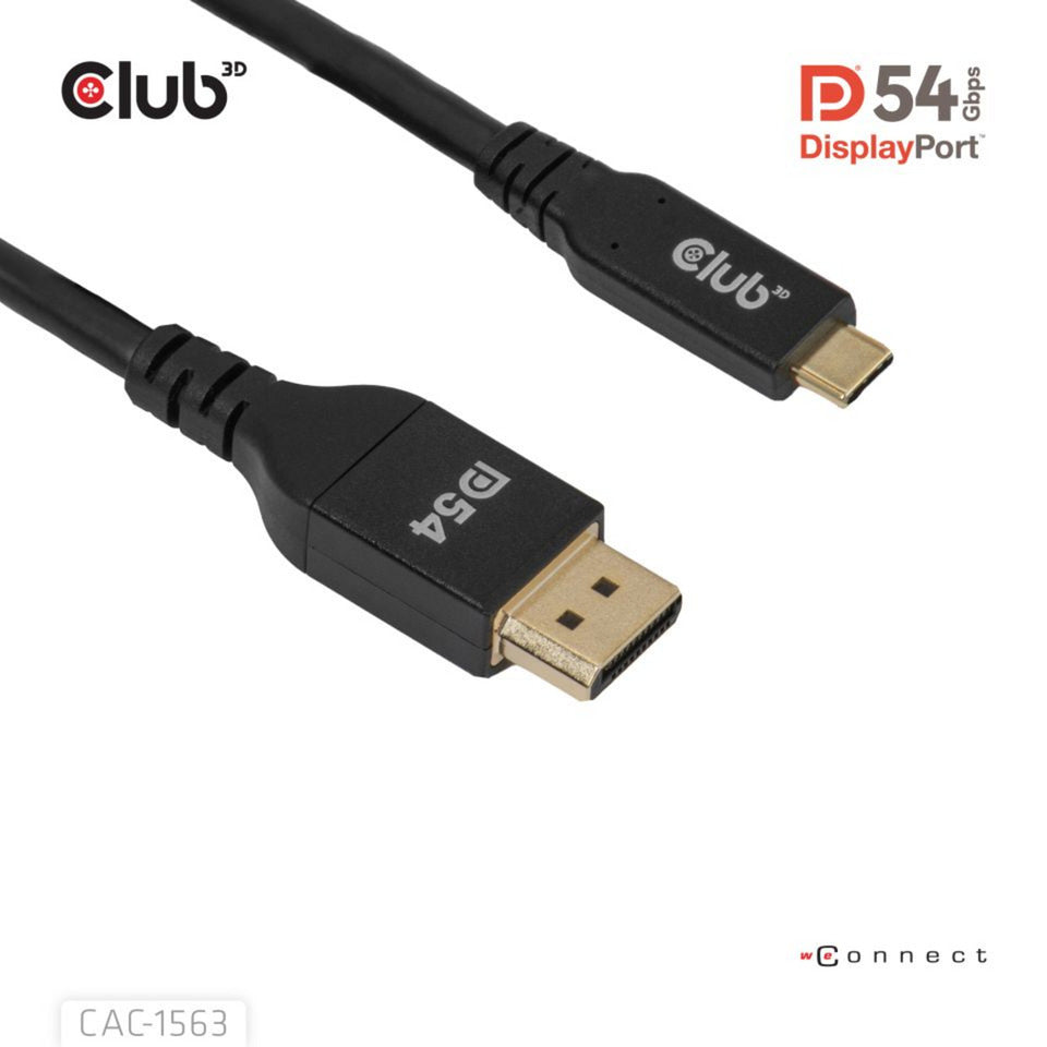 Câble bidirectionnel Club 3D USB-C vers DisplayPort 2.1 DP54, 8K120Hz 2 m (noir)