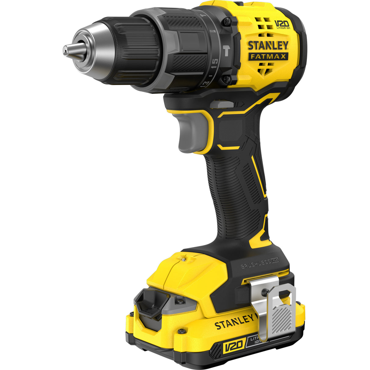 Tournevis perceuse à percussion Stanley Fatmax V20 18V (noir jaune, 2 piles et chargeur inclus, avec étui)