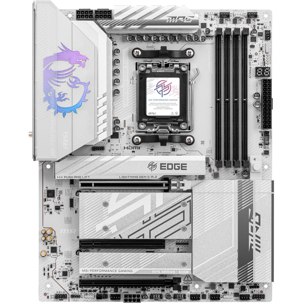 Carte mère MSI MPG B850 Edge Ti WiFi Socket AM5 (RAID, 5 Go-LAN, WiFi 7, BT, Son, ATX)