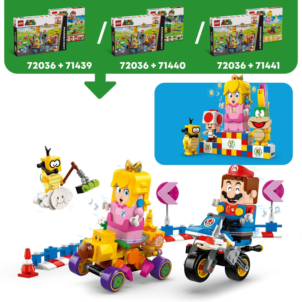 Lego Super Mario 72036 Mario Kart Baby Peach et Grand Prix