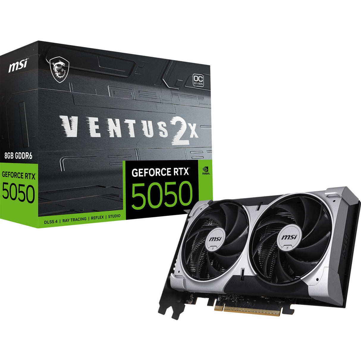 Carte graphique MSI Geforce RTX 5050 8G Ventus 2x OC (3x Display Port, 1x HDMI 2.1, DLSS 4)