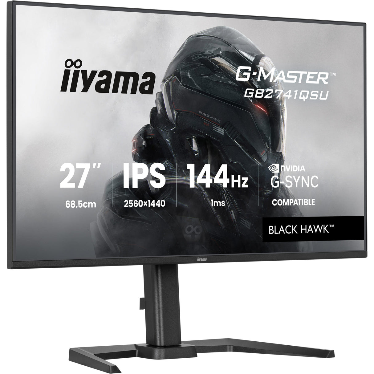 Moniteur de jeu Iiyama G-Master Black Hawk GB2741QSU-B1 27 (noir, HDMI, DisplayPort, 2x USB-A, USB-B, 144 Hz)