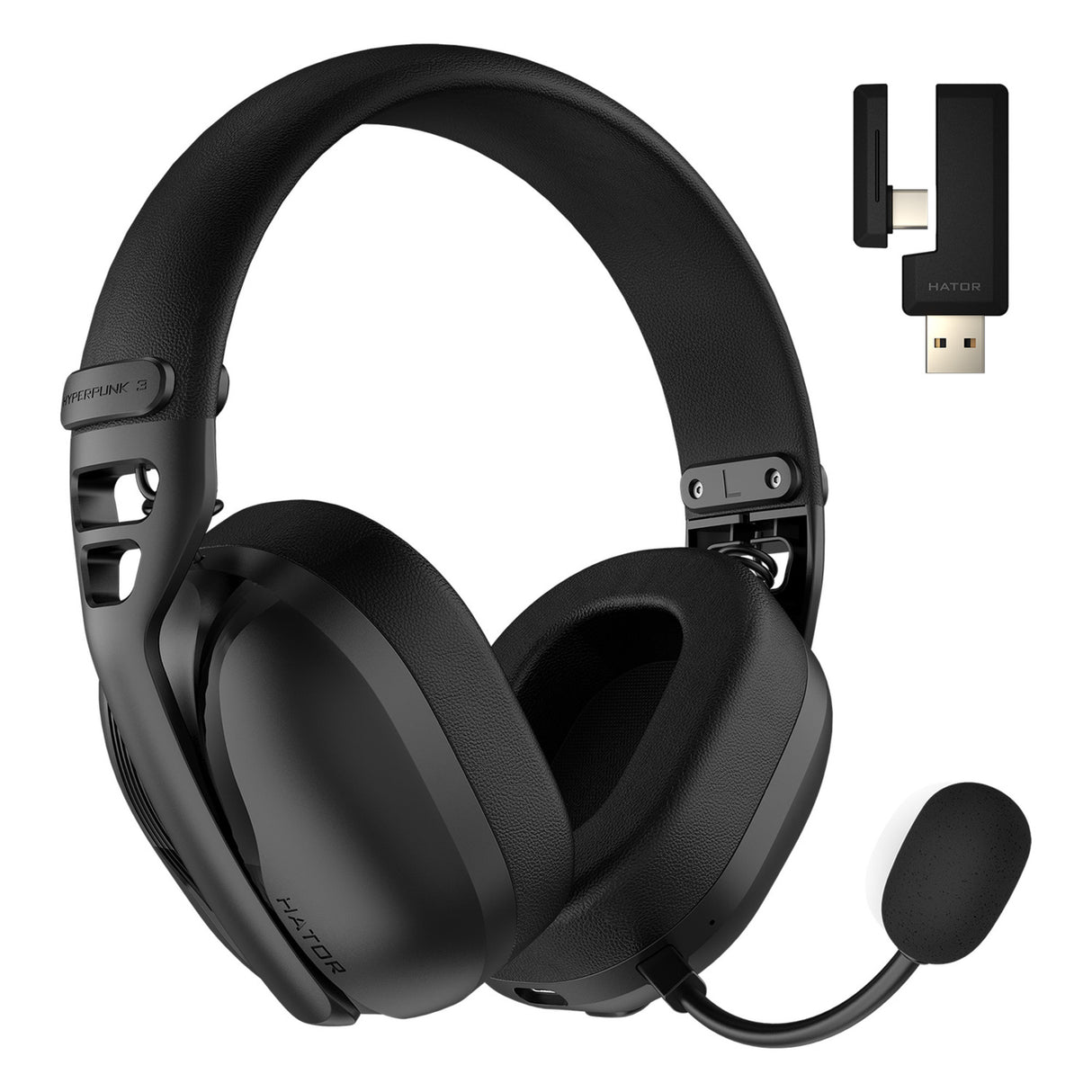 Hator hyperpunk 3 wireless over-ear gaming headset (zwart, 2.4ghz bluetooth 5.4 usb-c)
