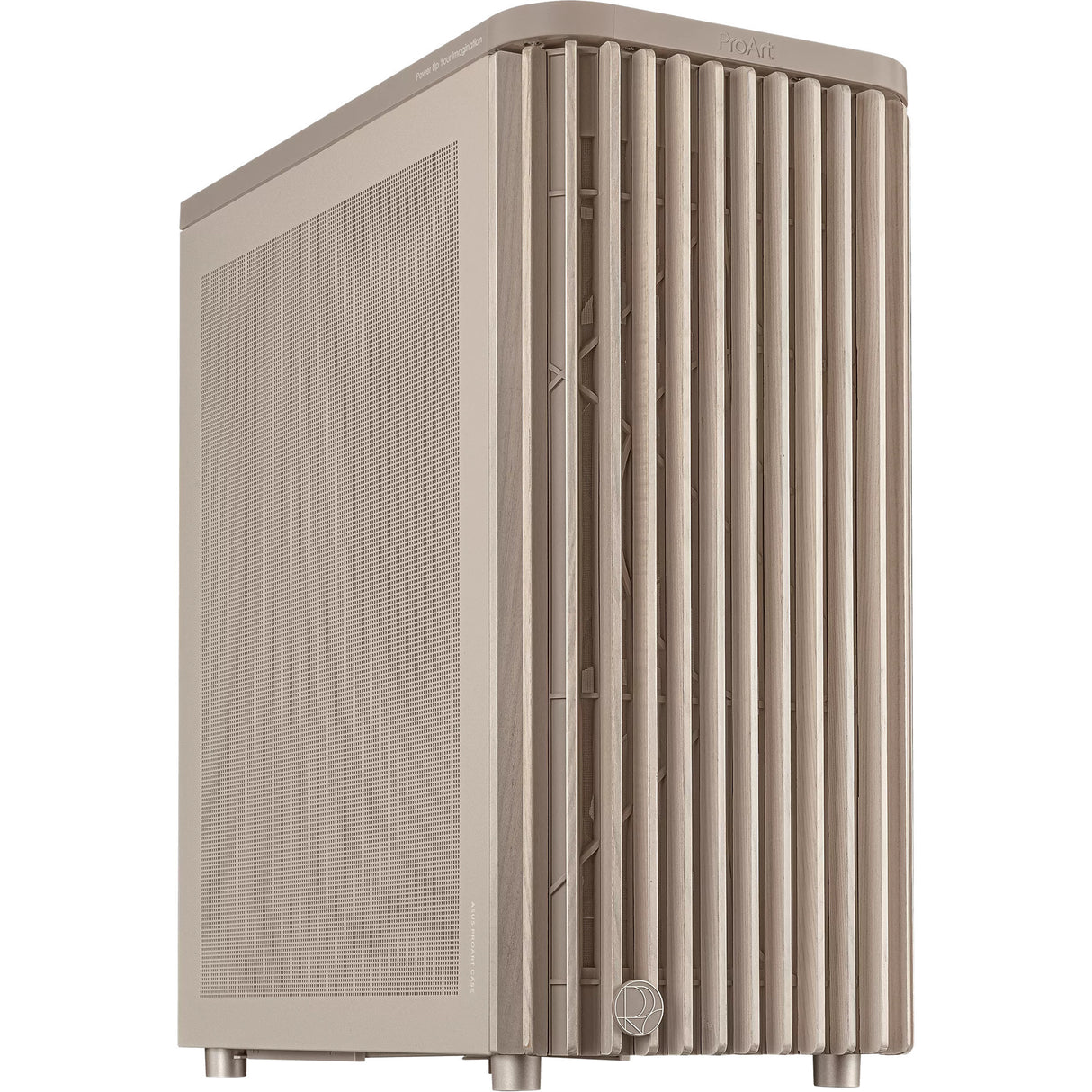 Asus proart pa401 wood edition - mesh panel midi tower behuizing (beige houtkleur | 2x usb-a | 1x usb-c)