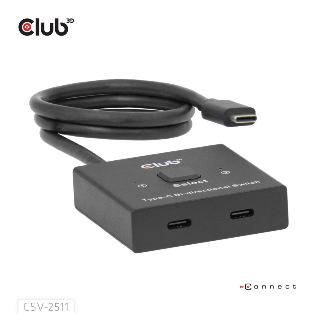 Club 3D USB-C bidirectionnel vidéo + données + commutateur PD commutateur USB (noir)