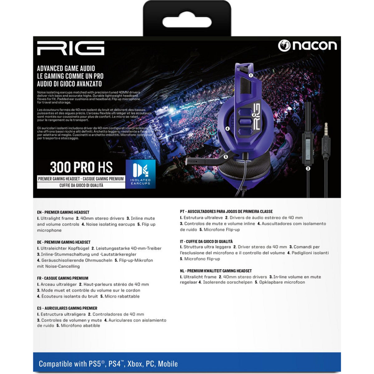 Nacon Rig 300 Pro HS Cosmic Over-Ear Gaming Casque (Violet, Playstation 4, Playstation 5, Windows, Nintendo Switch)
