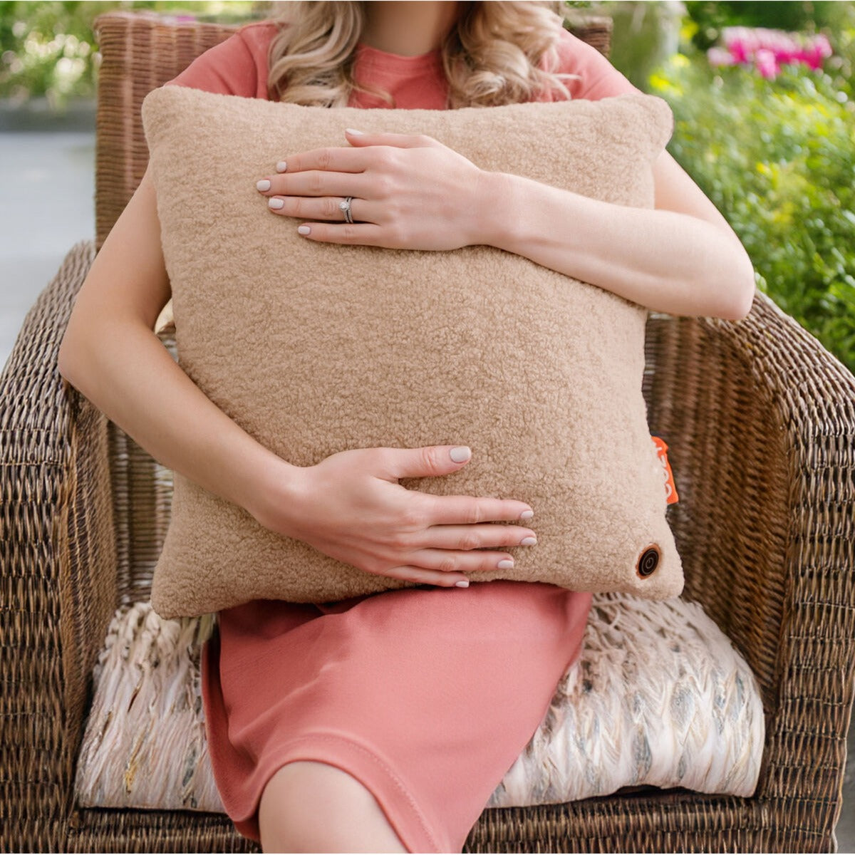 Coussin chauffant sans fil Cosy una Woolly 45 x 45 cm (marron clair, power bank 5000 mah)