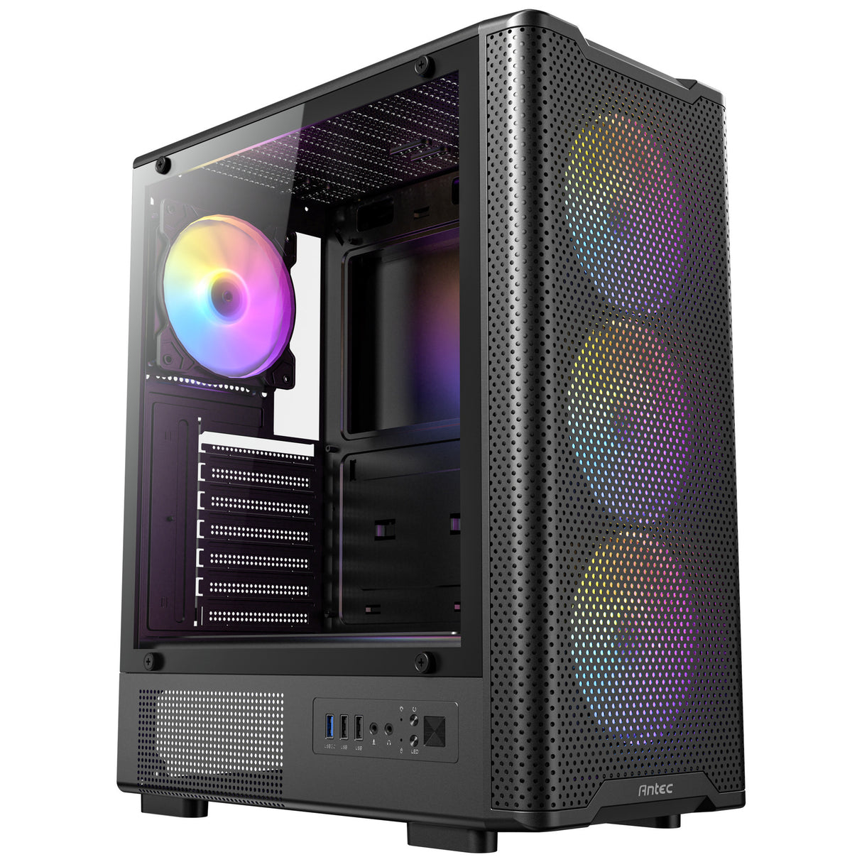 Boîtier tour midi Antec vx310 argb (noir | 3x usb-a | verre trempé)